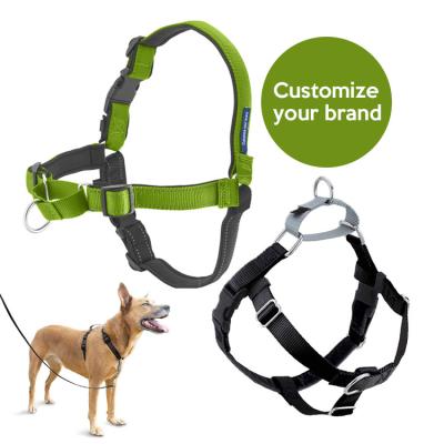 China Custom Custom Adjustable Dog Harness Front Clip Reflective Nylon Freedom No Pull Dog Harness With Soft Padded for sale