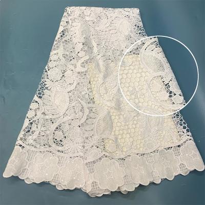 China African Swiss Bridal Fabric Sheer White Wedding Evening Dress Designs Rope Sequins High Quality Water Soluble Lace Material Lace Up Embroidery for sale