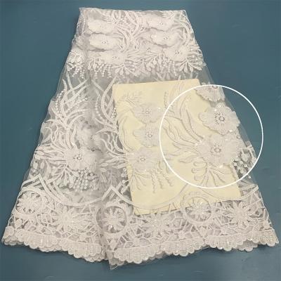 China New Design Wedding Dress Sheer White Wedding Dress Same Fabric Bridal Elegant Wholesale French Water Soluble Lace Mesh Sequins Lace Embroidery for sale