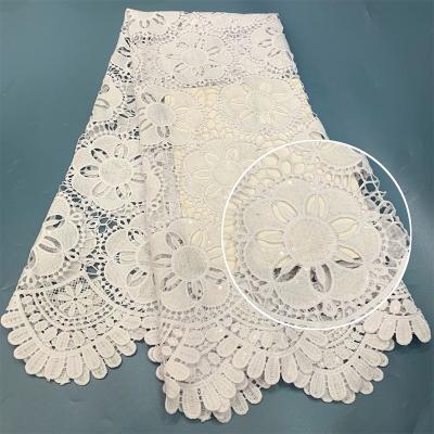 China Water Soluble Best Selling French Elegant Bridal Evening Dress Lace Pure White Wedding Party Dress high Quality Sequins Cord Lace Embroidery for sale