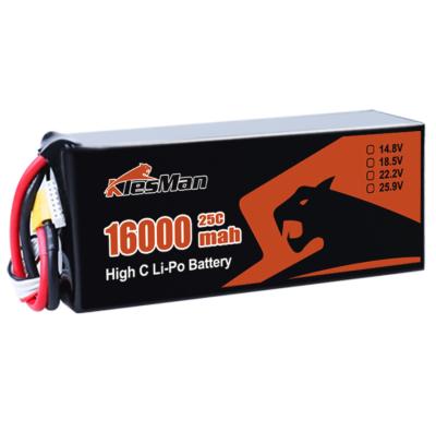 China High Capacity 16000 MAh Lipo Battery XT60 6S 23.4V 25C for FPV Drone for sale