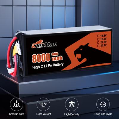 중국 8000mAh 30C 70C 리온 이온 배터리 팩 8S2P 22.2V 15인치 레이싱 FPV 드론 비행시간 40분 판매용