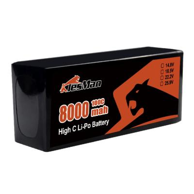 China Lipo FPV Drone Battery XT60 980g 6S  22.2V  8000 MAh Lithium Polymer Pack  for 10 inch Drone for sale