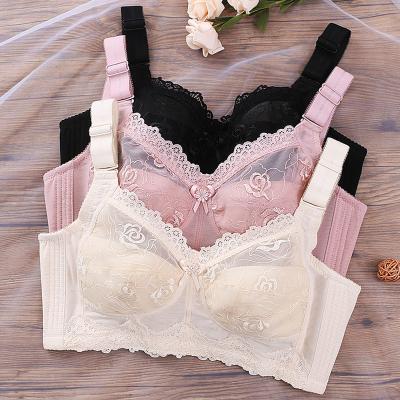 China New design 2021 antibacterial big breasts show small lace ladies adjust underwire sexy underwear for sale