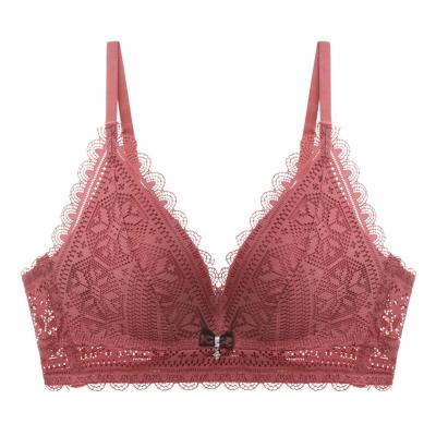 China Antibacterial Sexy See-through Push Up Ladies Underwear Franch Lace Seamless Bra for sale