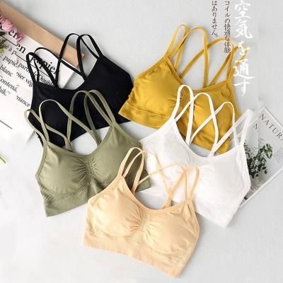 China Antibacterial Girls Sports Wrapped Chest Seamless Nursing Vest Bottoming Bra With Pad Double Strap Women's Bralettes for sale