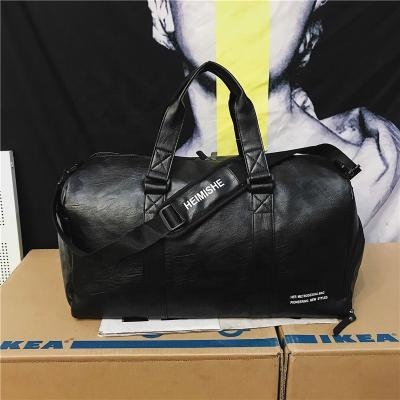 China 2021 New Wholesale Fashion PU Gym Waterpoof Leather Men's Luggage Duffle Sport Durable Travel Shoe Bags Women Couple Travel Bag for sale