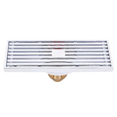 China Modern Brass Hidden Strainer 20*8cm Floor Drain Trap Grate for sale