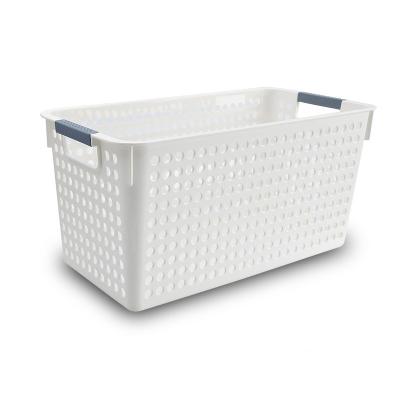 China Sustainable White Cavity Plastic Organizer Boxes With Handle Storage Basket for sale