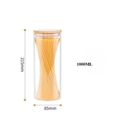 China Sustainable Air Tight Canisters With Bamboo Lids Kitchen Storage Containers Food Storage Cereal Glass Jar for sale