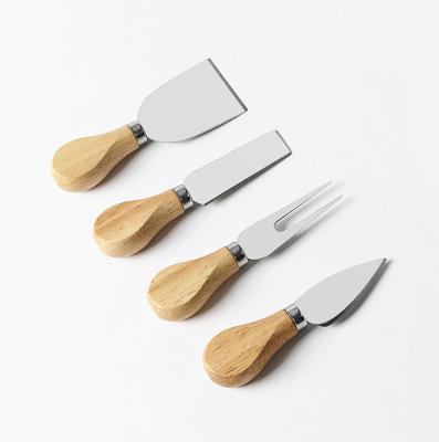 China Wholesale Viable Mini Custom 4 Piece Wooden Handle Stainless Steel Cheese Knife Set For Cheese for sale