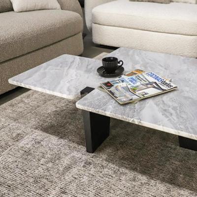 China Modern Light Luxury Square Italian Rock Panel New Design Coffee Table Household Tea Table Living Room Stainless Steel Special Shaped Table for sale