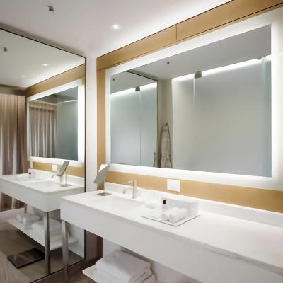 China Hotel Mirror Touch Switch Wall Hang Led Bathroom Mirror Anti Bright Modern Led Fog for sale