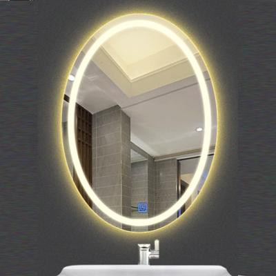 China Bright Design Professional Hotel Smart Frameless Touch Screen Dimming Light Modern Bathroom Led Backlight Mirror for sale