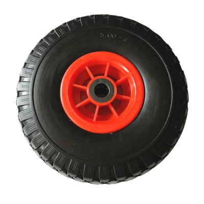 China Hotels Factory Sale 10inch 10x3.00-4 Polyurethane PU Foam Flat Freewheel For Hand Trolley zu verkaufen