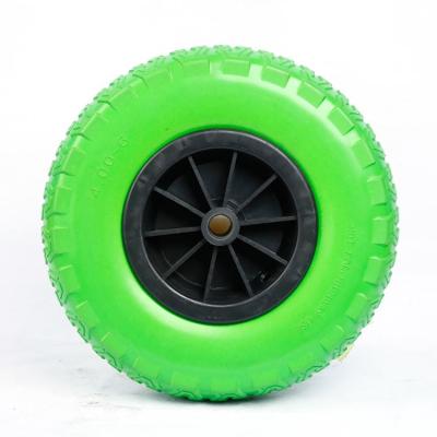 China Hotels 4.00-6 Tire PU Foam Plastic Wheels Flat PU Foam Trolley Freewheel For Trolleys for sale