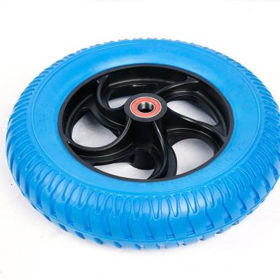 China Hotels PU Foam Wheelbarrow Tire Solid Non-slip Plastic Wheels For Trolley/Trolley for sale