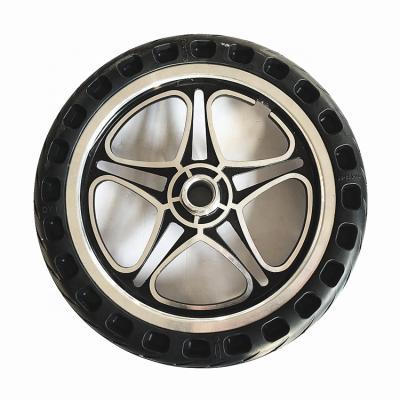 중국 Hotels factory sales heavy duty 14 inch tubless solid rubber wheel with alloy rim 판매용