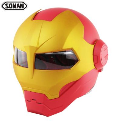 China Full Face Ironman Motorcycle Helmet Flip Up Cruiser Chopper Cafe Racer Capacetes de Casco Moto Verspa Street for sale