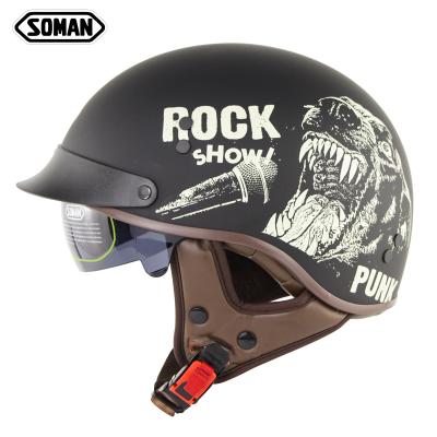 China Vintage Face Scooter Motorcycle Biker Crash Moto Casco Moto Helmet DOT Certification Retro Motorcycle Helmet ABS Half Moto for sale