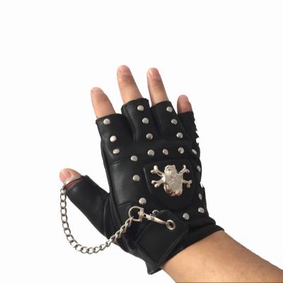 China Wholesale Black Vintage Motorcycle Punk PU Leather Retro Guantes Moto Fingerless Gloves for sale