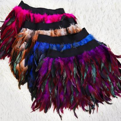 China Others Angel Wings Multicolor Feather Mini Skirt Elastic High Waist Street Wear Halloween Club Party Busty Goth Praise Sexy Busty for sale