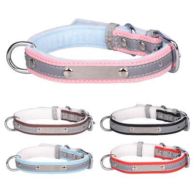 China Viable Reflective Popular Colorful Adjustable Pet Collars Kitten Cat Collar PU Leather Neck Strap Safe For Soft Dogs Pet Supplies for sale