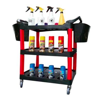 China New FUOU 2021 Heavy Duty Mobile Plastic Trolley Car Repair Tool Storage For Workshop Beauty Tool Trolley for sale