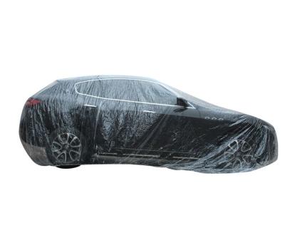 China Waterproof PE Plastic Disposable Car Covers Universal Transparent Tarpaulin To Prevent Dust For Car for sale