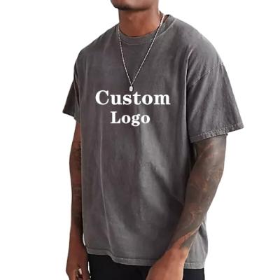 China custom Anti-wrinkle logo plus size vintage acid wash t shirts brand cotton t-shirt high quality heavyweight streetwear white t shirts for men for sale