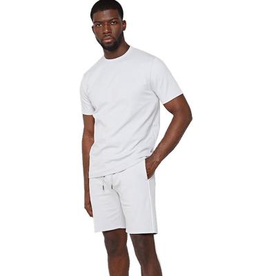 China Breathable Custom Two-Piece Summer Men's Plain White T-Shirt Shorts Loose Casual Men Shorts Set for sale