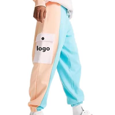 China Fashion Breathable Custom Logo Jogger Oversize Color Blocking Sportswear Cotton Patch Pocket Men Jogging Panties for sale