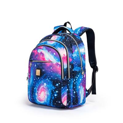 China WITH USB CABLE HOLE Universe Star Sky Large Capacity Nylon Waterproof Zipper School Bags For Teenager for sale