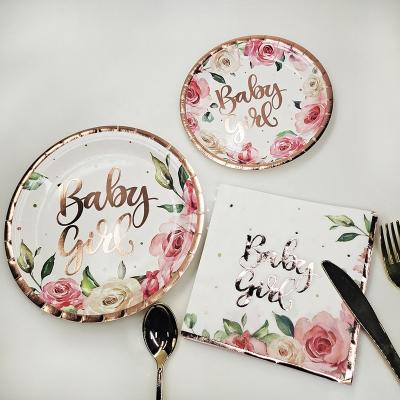 China White Gold Round Dots Porcelain Dinnerware Set Gold Baby Letter With Flower Paper Printed Wedding Party Dishes Set Tableware for sale