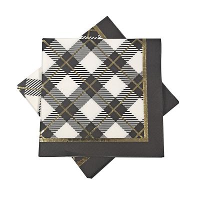 China Custom Printed Design Black Classic Check Printed Aluminum Foil Napkin for sale