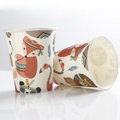 China Zoo Tiger Fox Animal Pattern Birthday Party Disposable Paper Cups Kids Party Paper Cups for sale