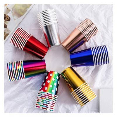 China Wholesale Disposable Metal Colored Coated Paper Cup Birthday Paper Cup Holiday Celebration Gold Paper Cups Party for sale