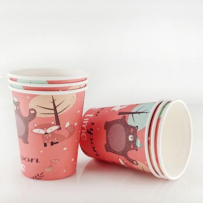 China Custom Hot Selling Red Rabbit Bear Disposable 9oz Paper Cup Happy Birthday Disposable Animal Image Paper Cup for sale