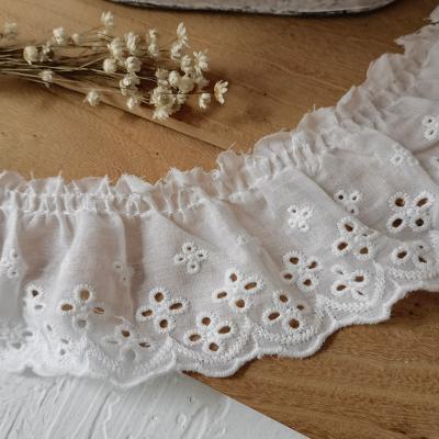 China Diy 6.5cm Handmade Edge Trim Ribbons 100%cotton Embroidery Lace Trim Embroidery Trim for sale