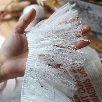 China 2023 Wholesale Diy Elastic Handmade Wide Lace Handmade Garment Decoration Tassel Lace Trim 9cm for sale