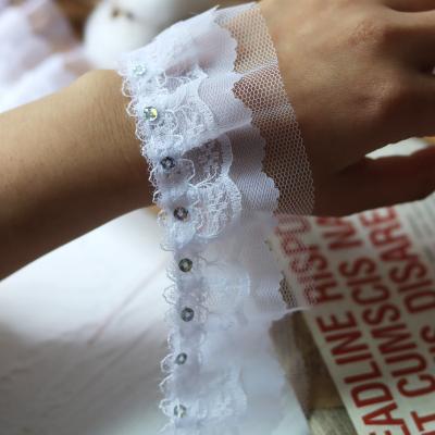 China 5cm Diy Handmade Cotton Mesh Lace Trim White Embroidered Fabric For Woman Dress for sale