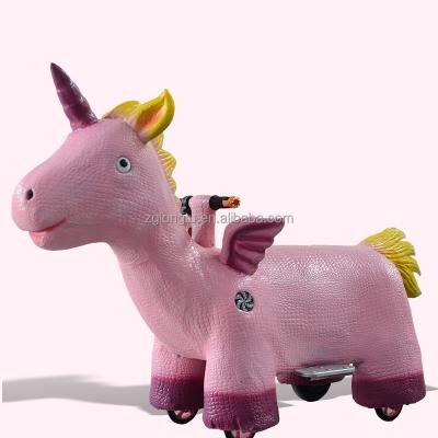 China Silicone outdoor playground for children play set kids unicorn rides outdoor playground horse kiddie rides coin operated for sale