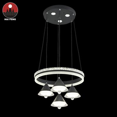 China Modern European Style For Lobby Crystal Luxury Design Black Shade Hanging Led Pendent Lamp for sale