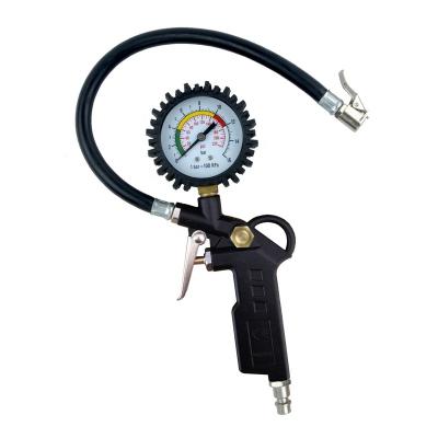 China Easy To Read Dial 220PSI Tire Gauge Tire Inflator Gun For Tire Pressure Universal for sale