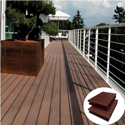 China Outdoor decorative wpc composite balcony contemporary UV artificial embossed red anti decking for sale