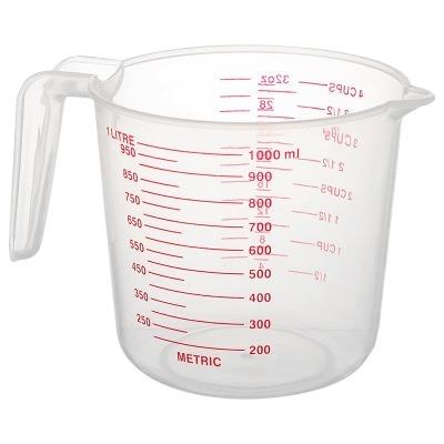 China Viable Cooking Tools 250/500/1000ml Belt Scale High Quality Plastic Cups in Kitchen Measuring Cup for sale