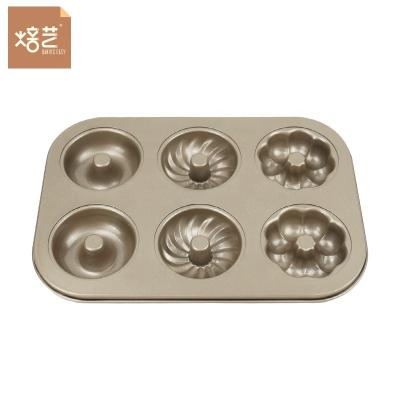 China Sustainable Bakeware 6-Cup Cupcake and Muffin Pan 6 Holes Non-Stick Carbon Steel Cake Pan Mold for sale