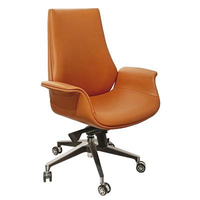 China Wholesale Luxury Adjustable Chair Luxury Popular Executive Wooden Swivel Business Boss (Waist) Arm Office Leather Chair for sale