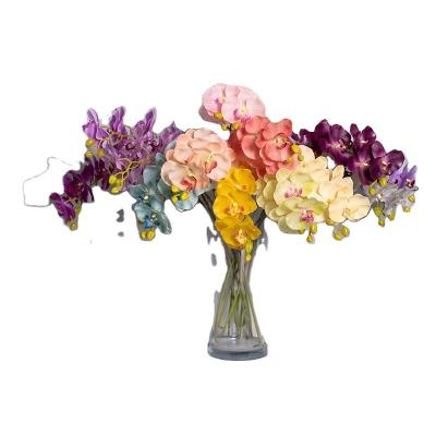 China Silk+plastic+iron wire single branch butterfly orchid artificial bouquet flowers economical flower for home wedding decorative multicolor phalaenopsis for sale