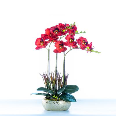 China Decoration Phalaenopsis simulation flower with pots gift decoration opens Phalaenopsis living room decorations 2022 for sale